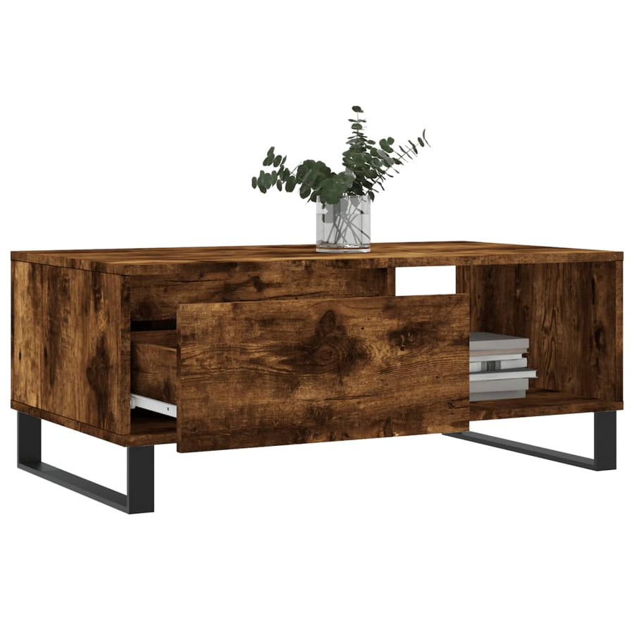 Salontafel 90X50X36,5 Cm Bewerkt Hout Kleurig Gerookt eiken