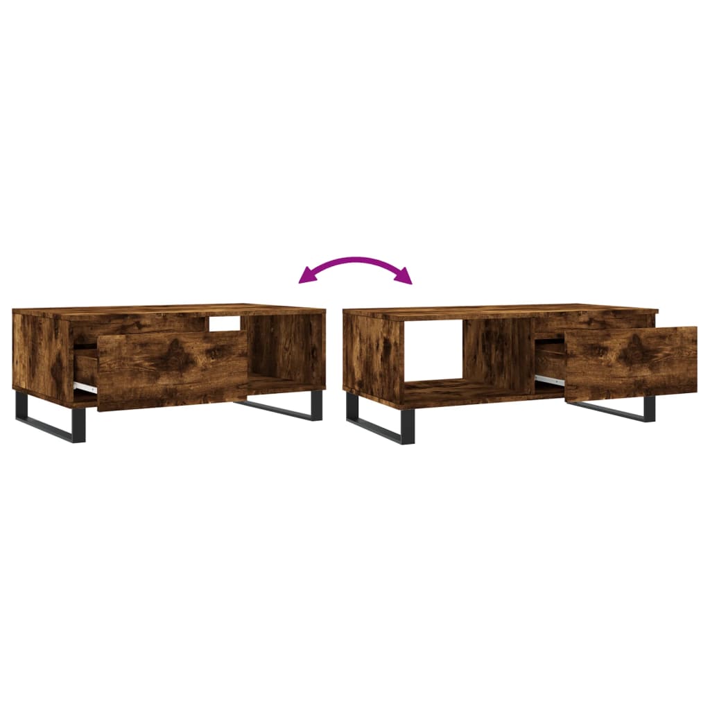 Salontafel 90X50X36,5 Cm Bewerkt Hout Kleurig Gerookt eiken