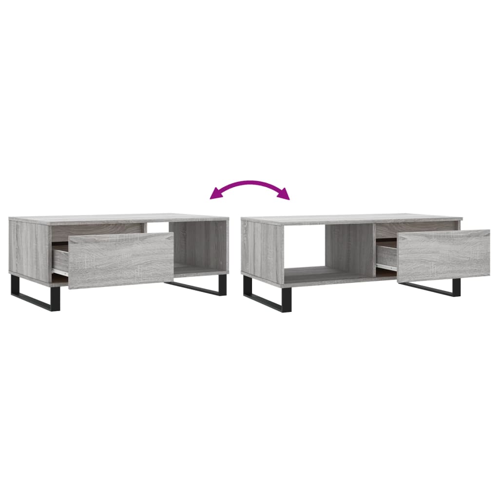 Salontafel 90X50X36,5 Cm Bewerkt Hout Grijs sonoma