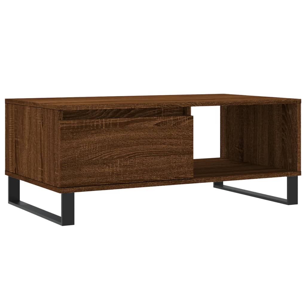 Salontafel 90X50X36,5 Cm Bewerkt Hout Bruin Eikenkleur Bruineiken