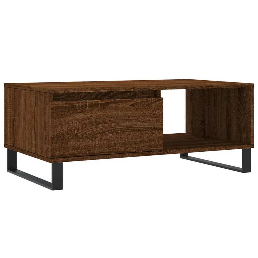 Salontafel 90X50X36,5 Cm Bewerkt Hout Bruin Eikenkleur Bruineiken