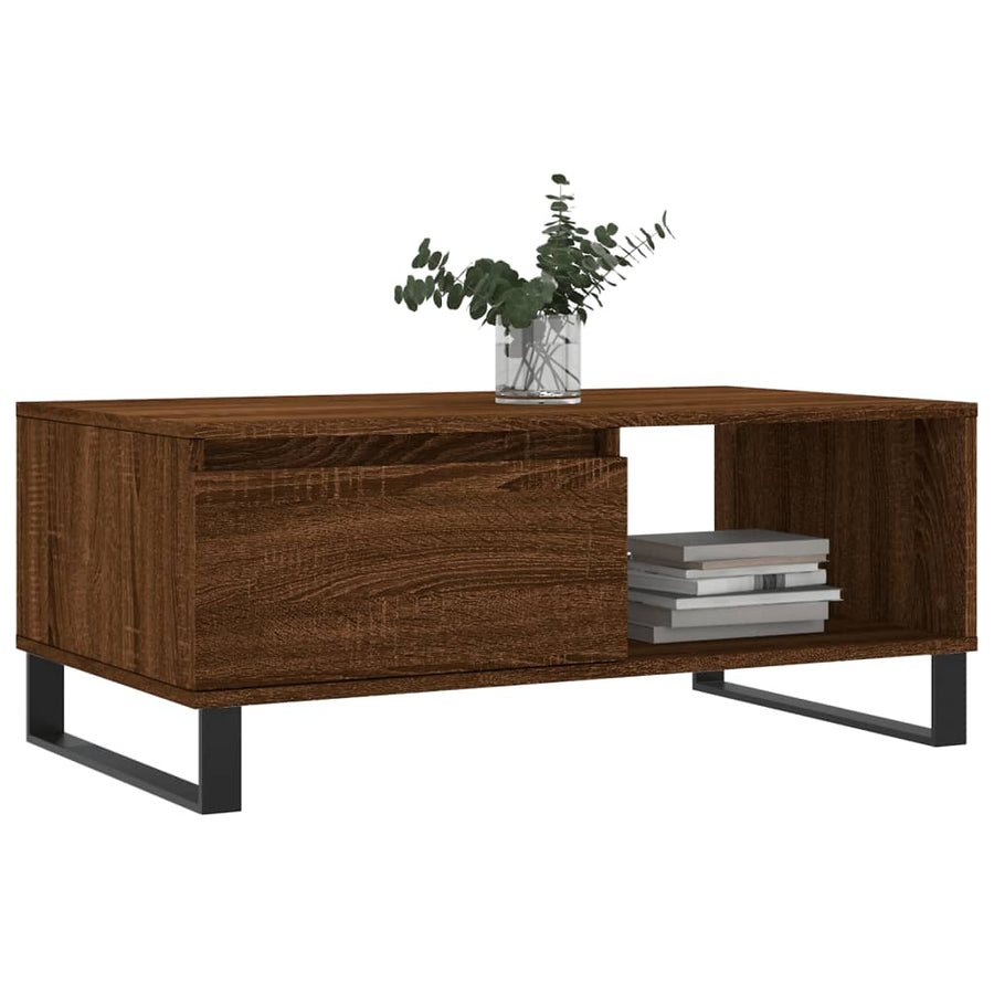 Salontafel 90X50X36,5 Cm Bewerkt Hout Bruin Eikenkleur Bruineiken