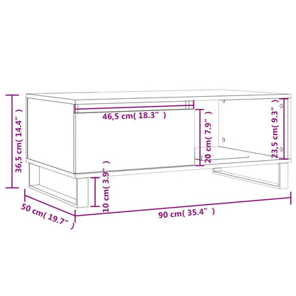 Salontafel 90X50X36,5 Cm Bewerkt Hout Bruin Eikenkleur Bruineiken