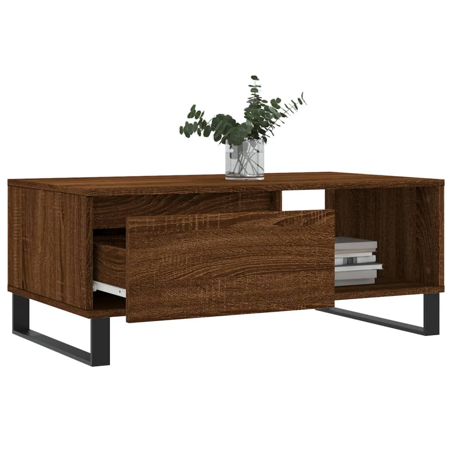 Salontafel 90X50X36,5 Cm Bewerkt Hout Bruin Eikenkleur Bruineiken