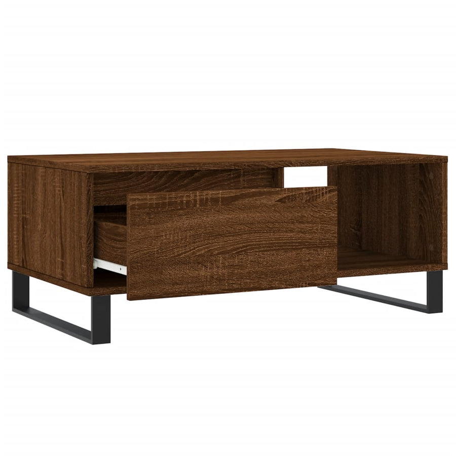 Salontafel 90X50X36,5 Cm Bewerkt Hout Bruin Eikenkleur Bruineiken