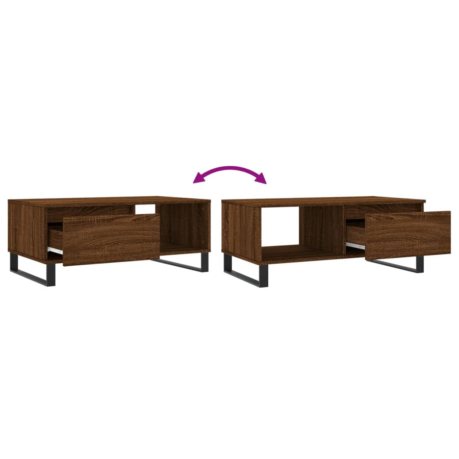 Salontafel 90X50X36,5 Cm Bewerkt Hout Bruin Eikenkleur Bruineiken