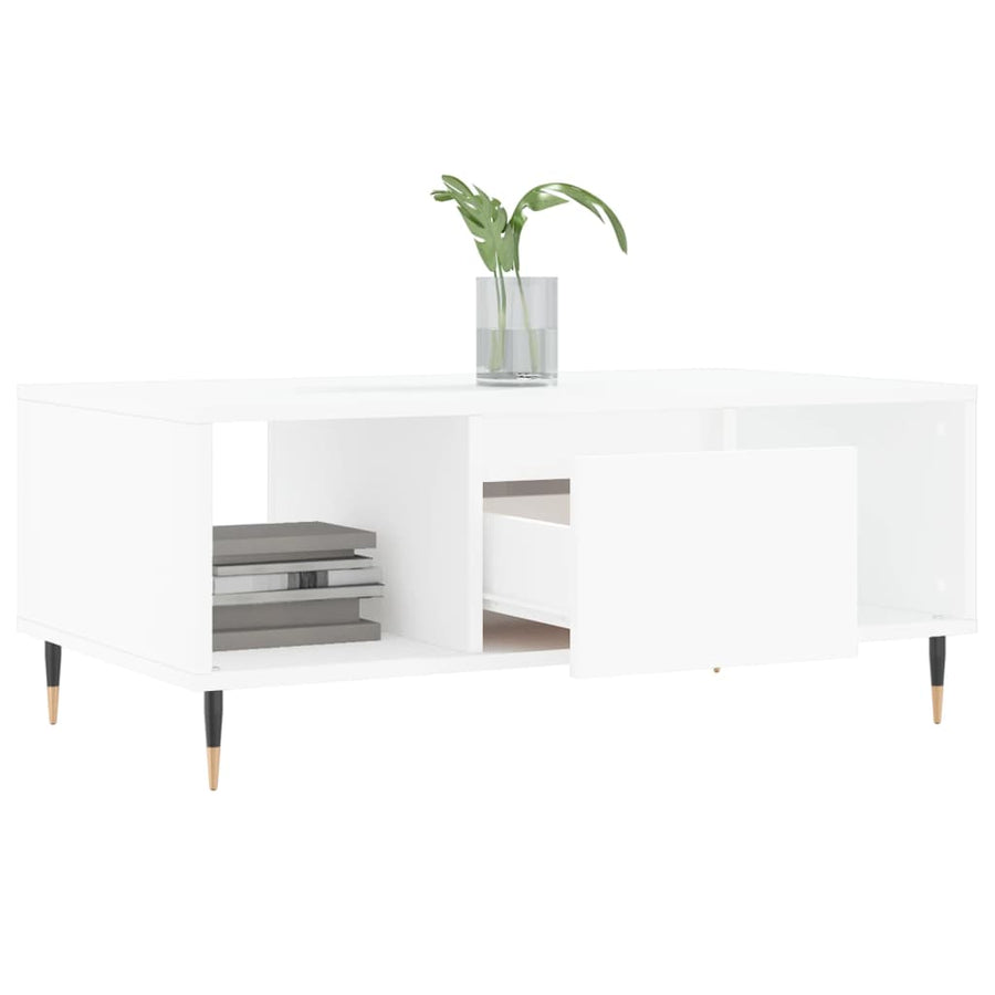 Salontafel 90X50X36,5 Cm Bewerkt Hout Wit