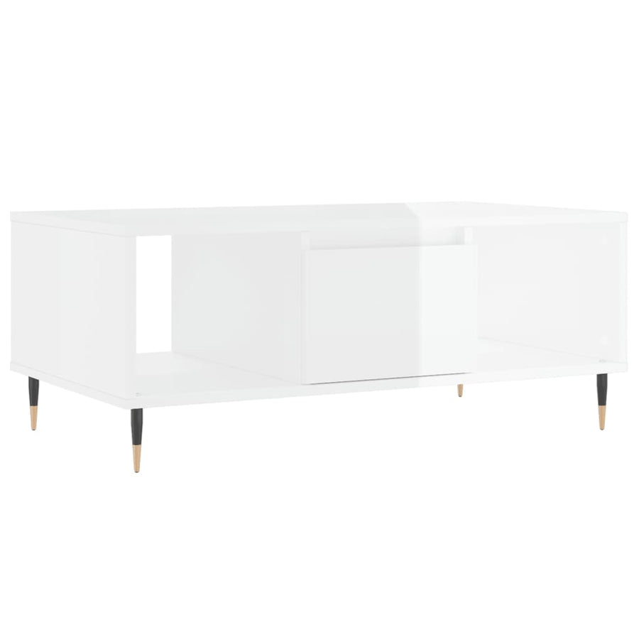 Salontafel 90X50X36,5 Cm Bewerkt Hout Hoogglans wit