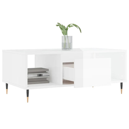 Salontafel 90X50X36,5 Cm Bewerkt Hout Hoogglans wit