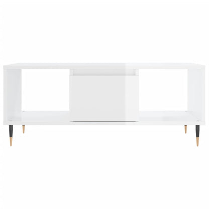 Salontafel 90X50X36,5 Cm Bewerkt Hout Hoogglans wit