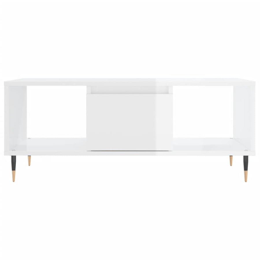 Salontafel 90X50X36,5 Cm Bewerkt Hout Hoogglans wit