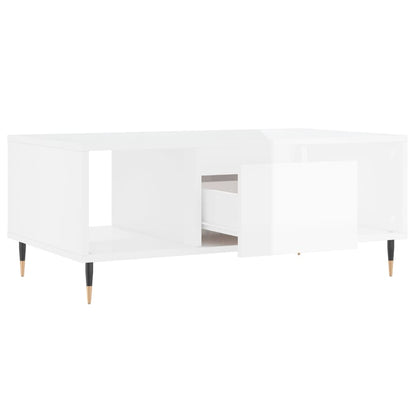Salontafel 90X50X36,5 Cm Bewerkt Hout Hoogglans wit