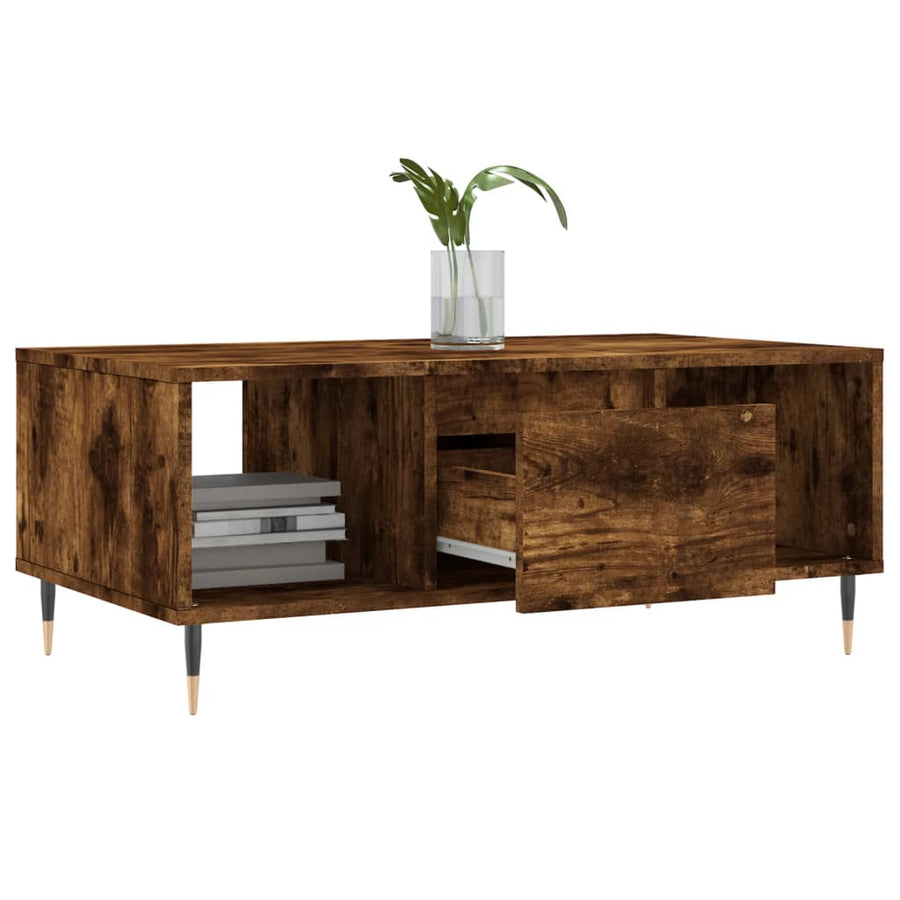 Salontafel 90X50X36,5 Cm Bewerkt Hout Kleurig Gerookt eiken