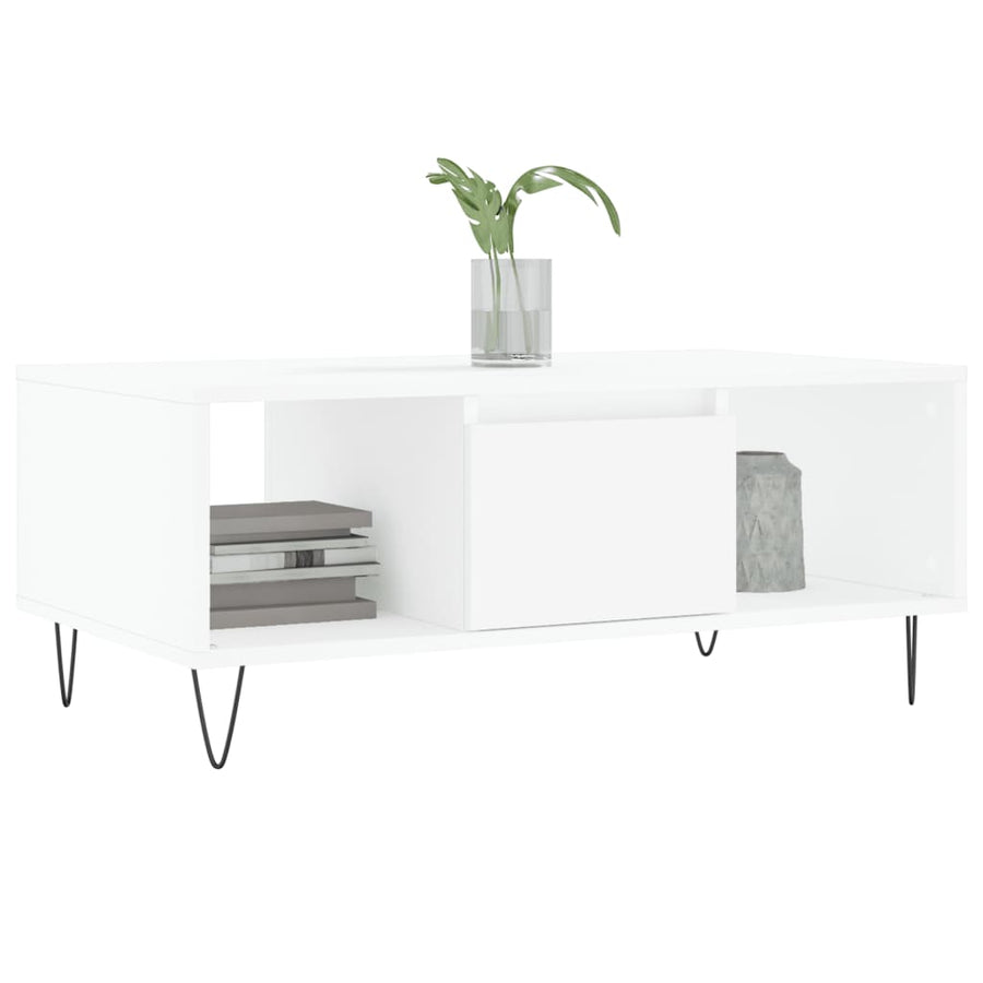 Salontafel 90X50X36,5 Cm Bewerkt Hout Wit