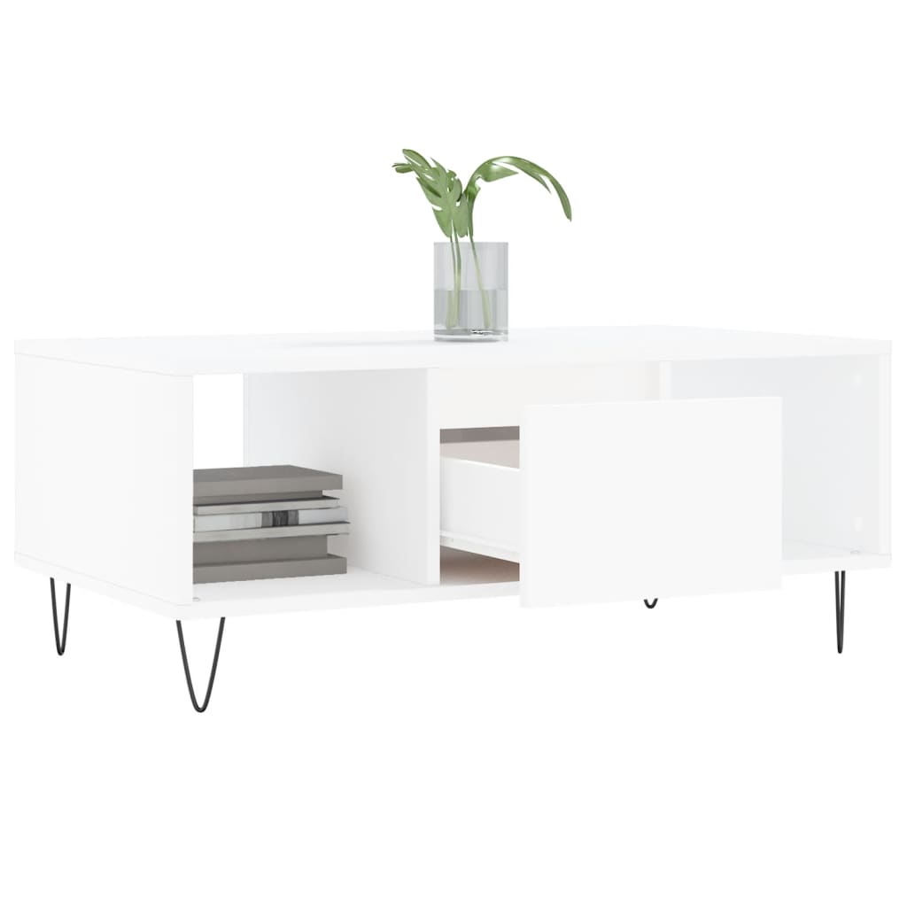 Salontafel 90X50X36,5 Cm Bewerkt Hout Wit