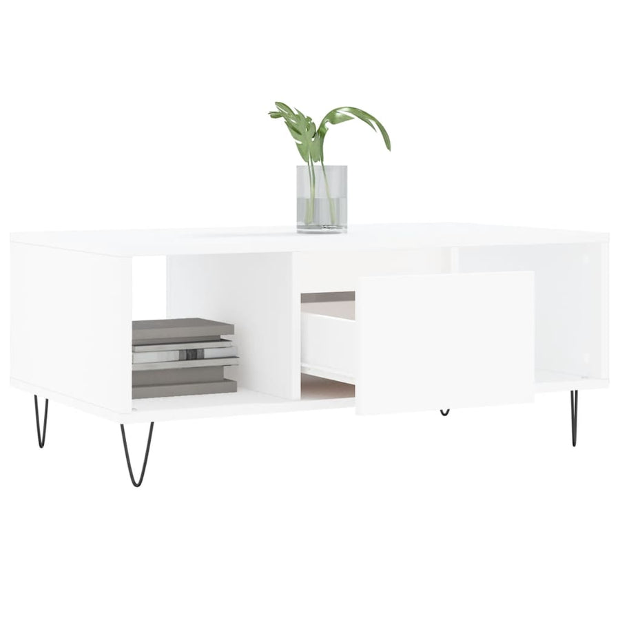 Salontafel 90X50X36,5 Cm Bewerkt Hout Wit