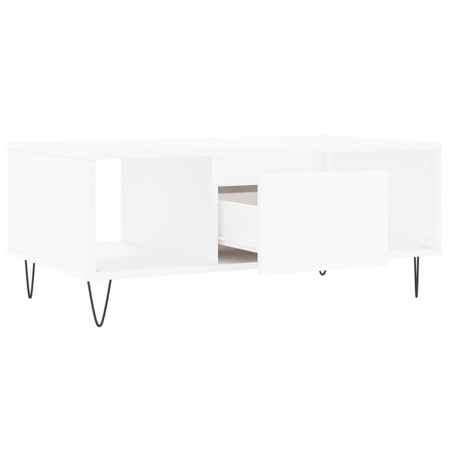 Salontafel 90X50X36,5 Cm Bewerkt Hout Wit