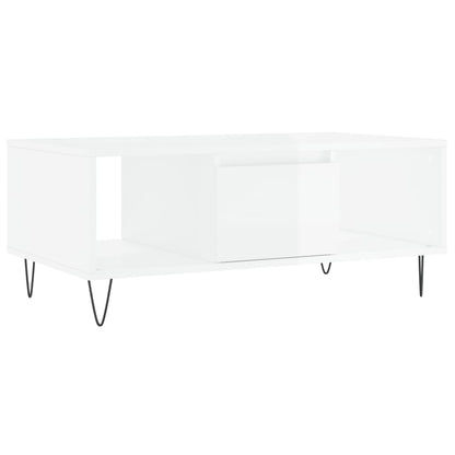 Salontafel 90X50X36,5 Cm Bewerkt Hout Hoogglans wit