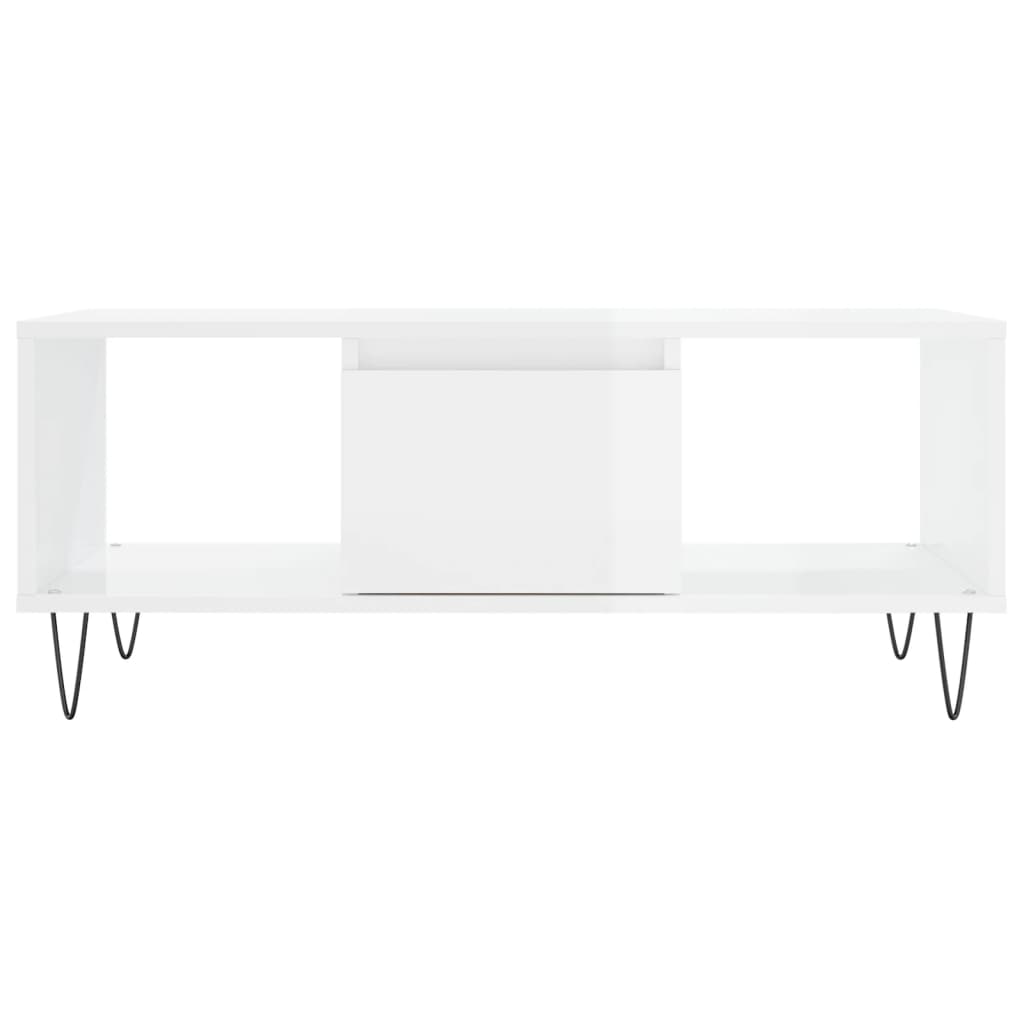 Salontafel 90X50X36,5 Cm Bewerkt Hout Hoogglans wit