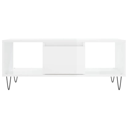 Salontafel 90X50X36,5 Cm Bewerkt Hout Hoogglans wit