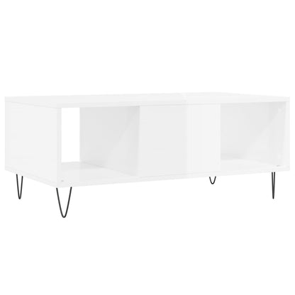 Salontafel 90X50X36,5 Cm Bewerkt Hout Hoogglans wit