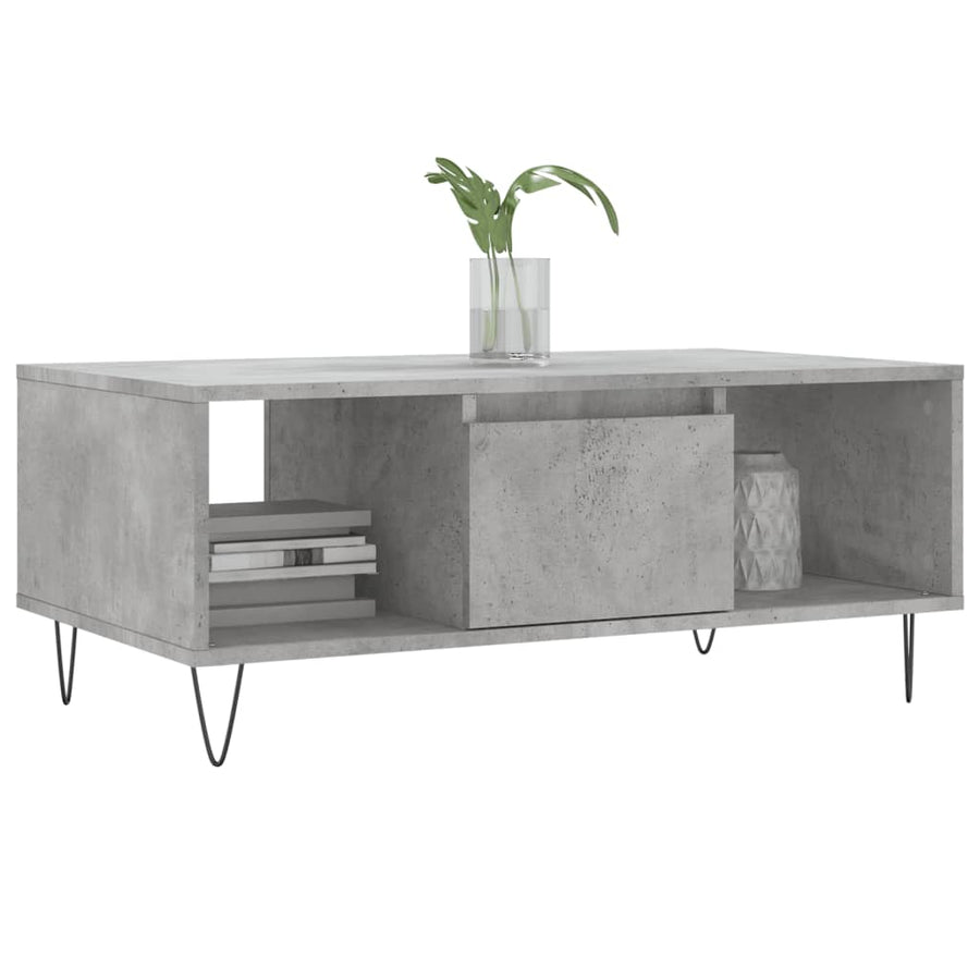 Salontafel 90X50X36,5 Cm Bewerkt Hout Betongrijs
