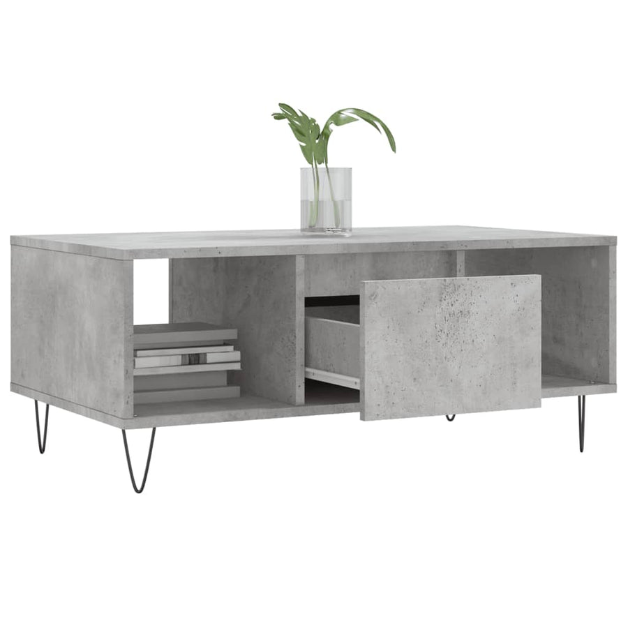 Salontafel 90X50X36,5 Cm Bewerkt Hout Betongrijs