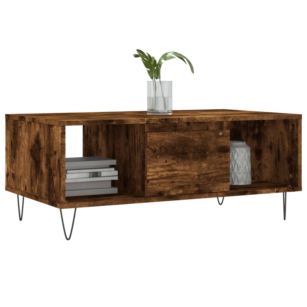 Salontafel 90X50X36,5 Cm Bewerkt Hout Kleurig Gerookt eiken