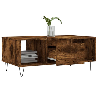 Salontafel 90X50X36,5 Cm Bewerkt Hout Kleurig Gerookt eiken