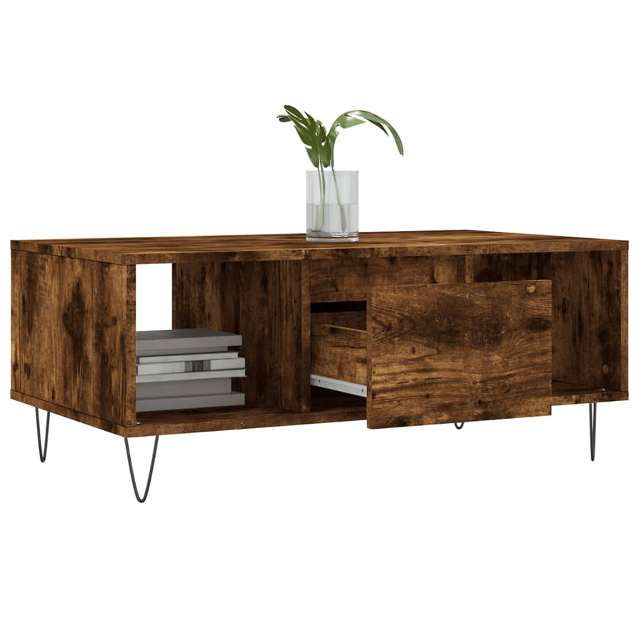 Salontafel 90X50X36,5 Cm Bewerkt Hout Kleurig Gerookt eiken