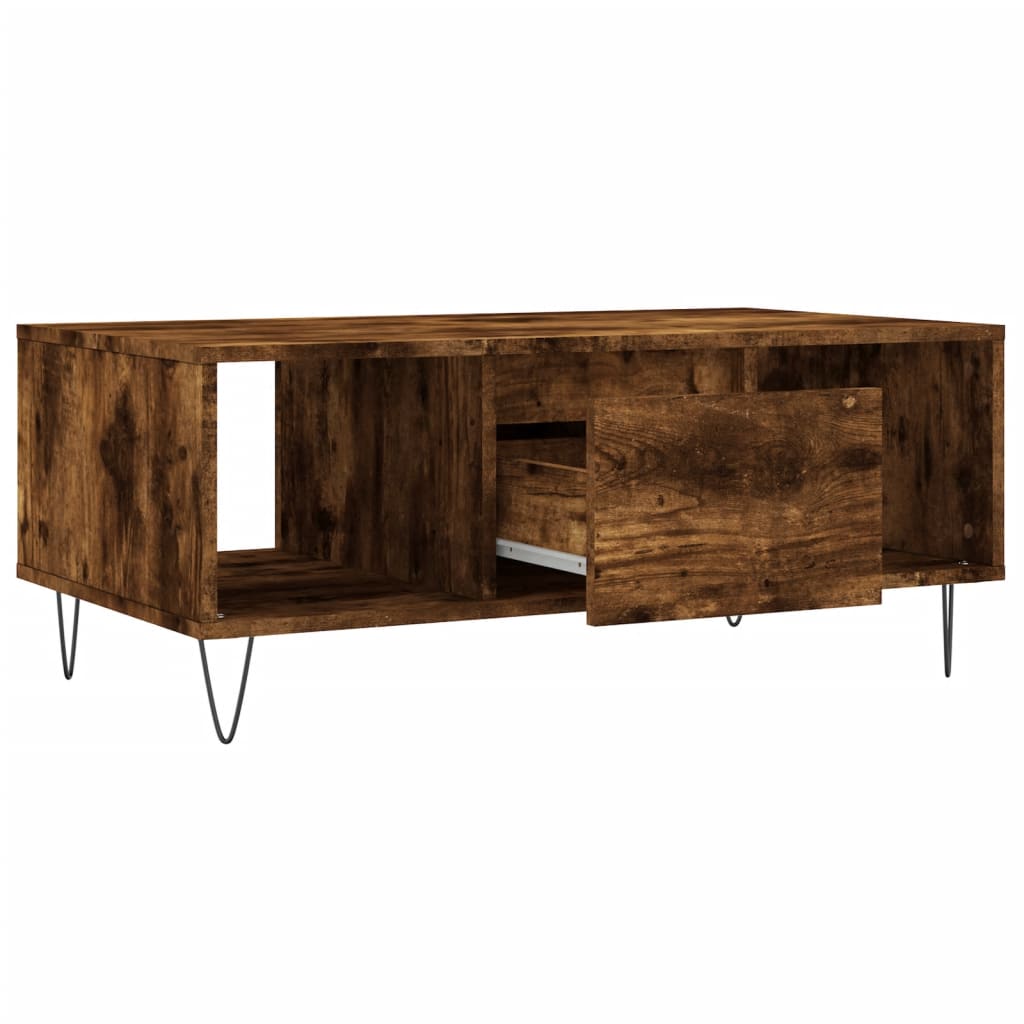 Salontafel 90X50X36,5 Cm Bewerkt Hout Kleurig Gerookt eiken