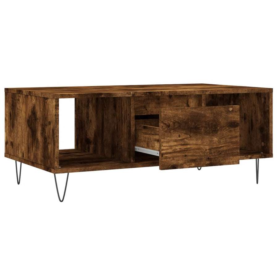 Salontafel 90X50X36,5 Cm Bewerkt Hout Kleurig Gerookt eiken