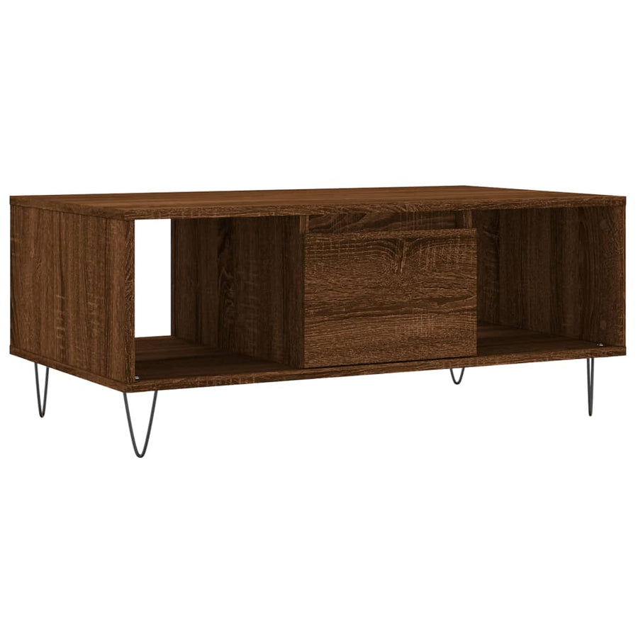 Salontafel 90X50X36,5 Cm Bewerkt Hout Bruin Eikenkleur Bruineiken
