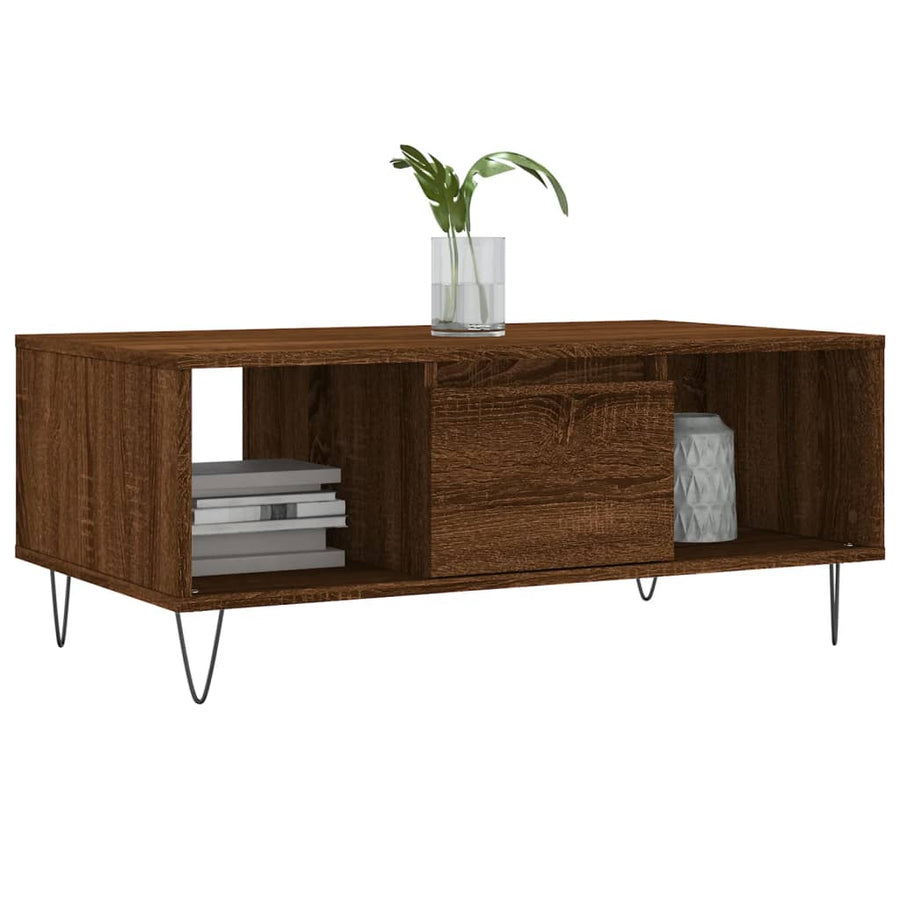 Salontafel 90X50X36,5 Cm Bewerkt Hout Bruin Eikenkleur Bruineiken