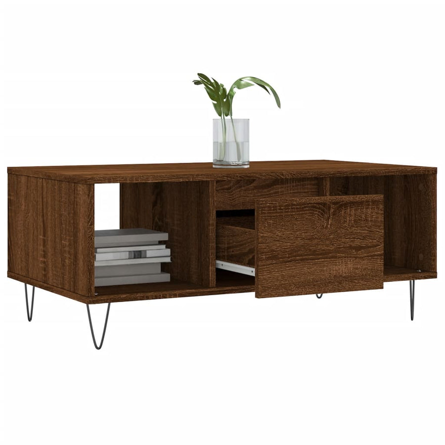 Salontafel 90X50X36,5 Cm Bewerkt Hout Bruin Eikenkleur Bruineiken