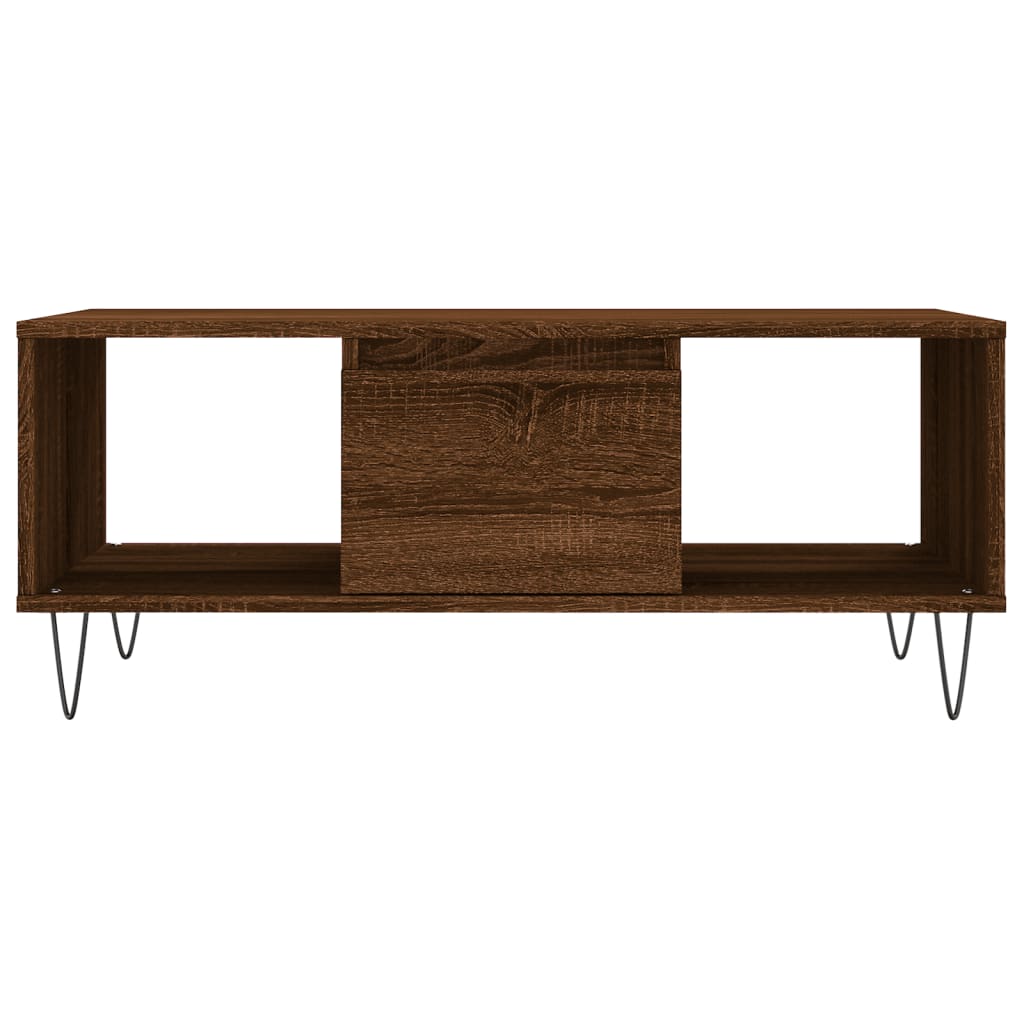 Salontafel 90X50X36,5 Cm Bewerkt Hout Bruin Eikenkleur Bruineiken