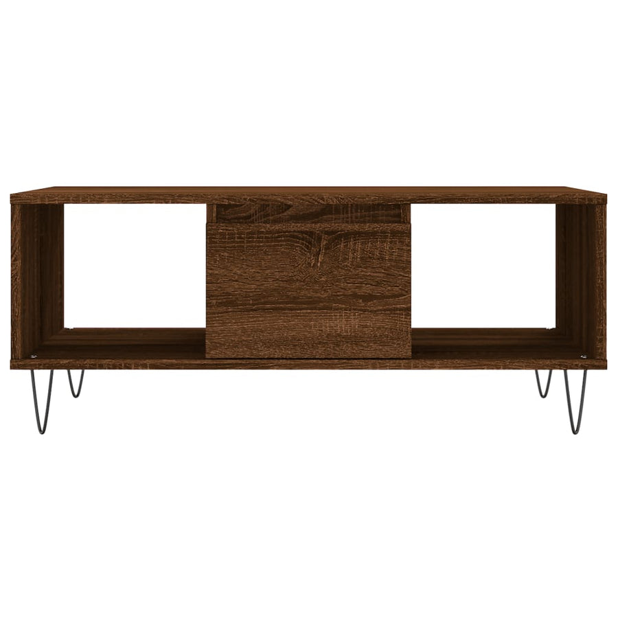Salontafel 90X50X36,5 Cm Bewerkt Hout Bruin Eikenkleur Bruineiken