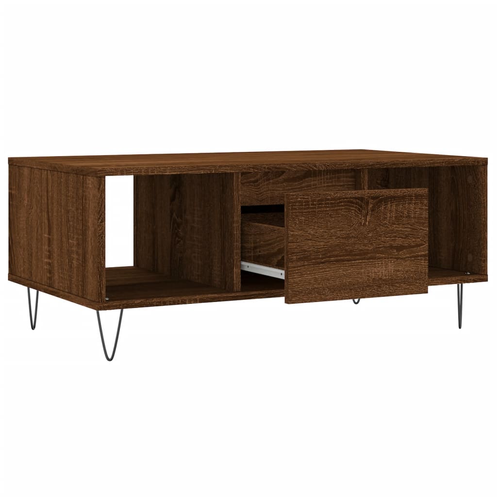 Salontafel 90X50X36,5 Cm Bewerkt Hout Bruin Eikenkleur Bruineiken