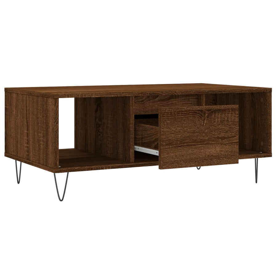Salontafel 90X50X36,5 Cm Bewerkt Hout Bruin Eikenkleur Bruineiken