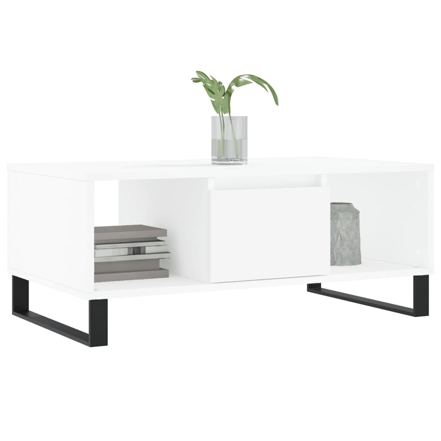 Salontafel 90X50X36,5 Cm Bewerkt Hout Wit
