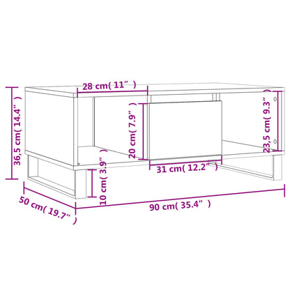 Salontafel 90X50X36,5 Cm Bewerkt Hout Zwart