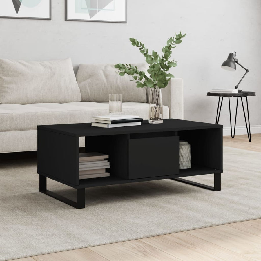 Salontafel 90X50X36,5 Cm Bewerkt Hout Zwart