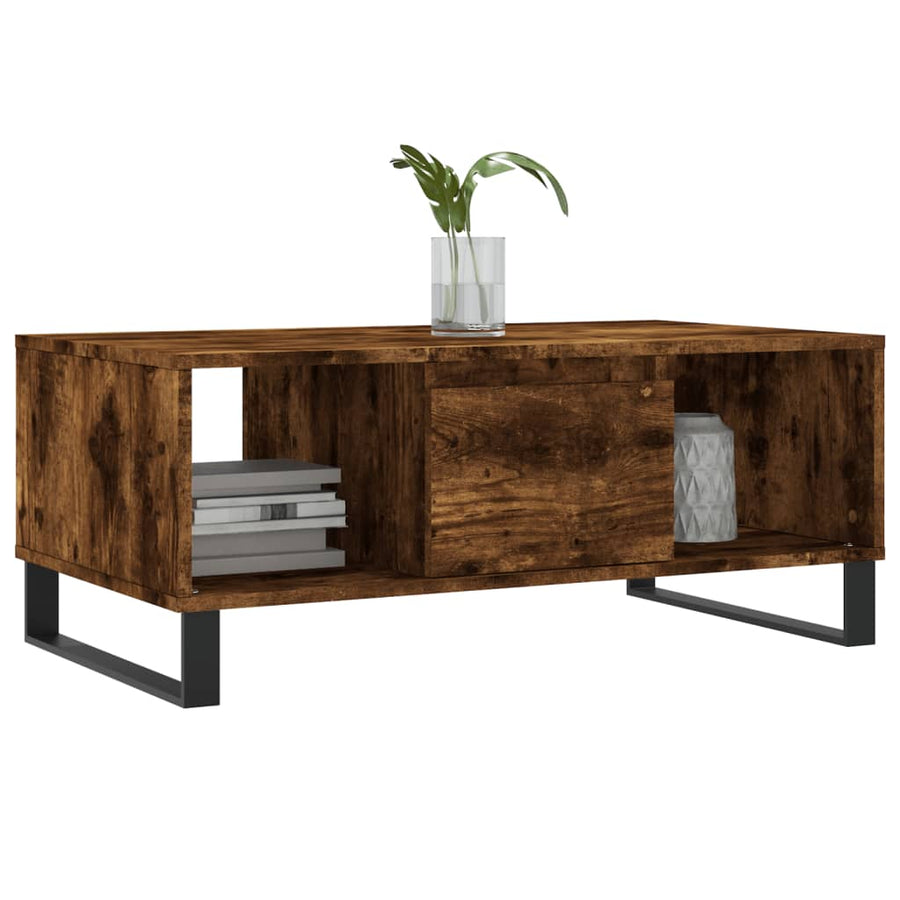 Salontafel 90X50X36,5 Cm Bewerkt Hout Kleurig Gerookt eiken