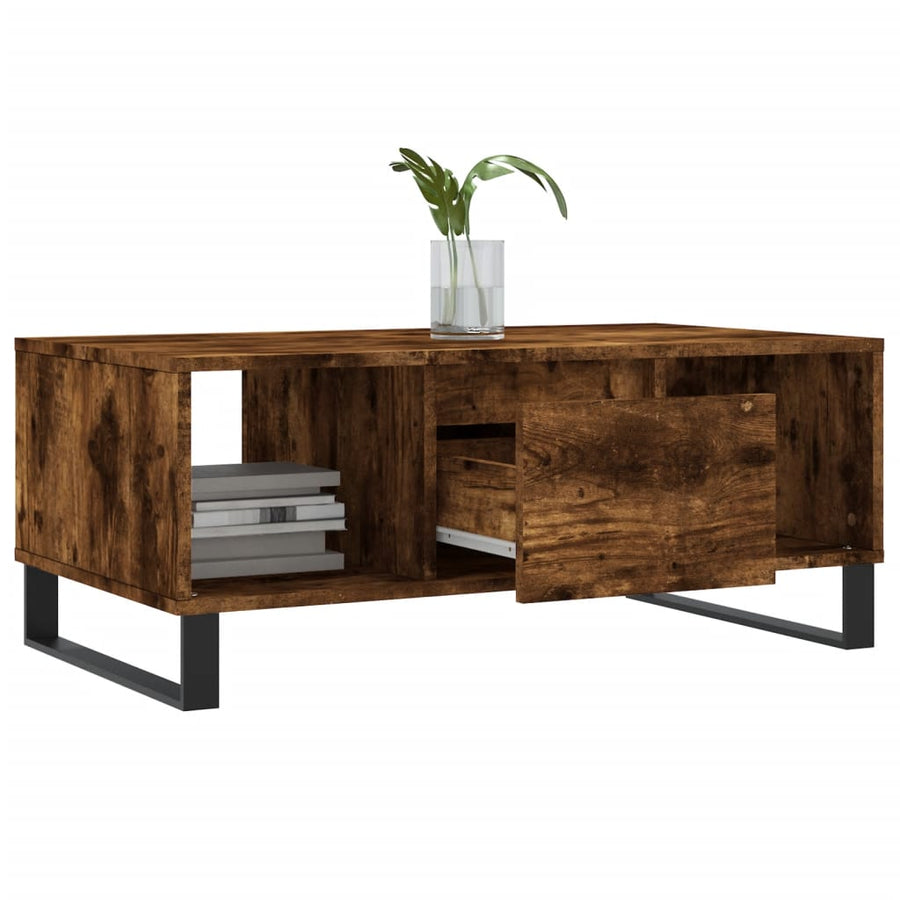 Salontafel 90X50X36,5 Cm Bewerkt Hout Kleurig Gerookt eiken