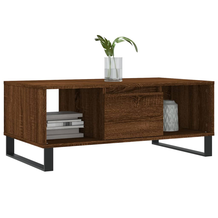 Salontafel 90X50X36,5 Cm Bewerkt Hout Bruin Eikenkleur Bruineiken