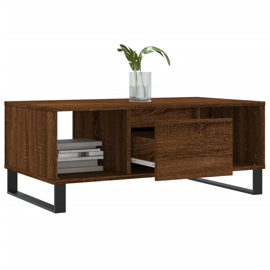 Salontafel 90X50X36,5 Cm Bewerkt Hout Bruin Eikenkleur Bruineiken