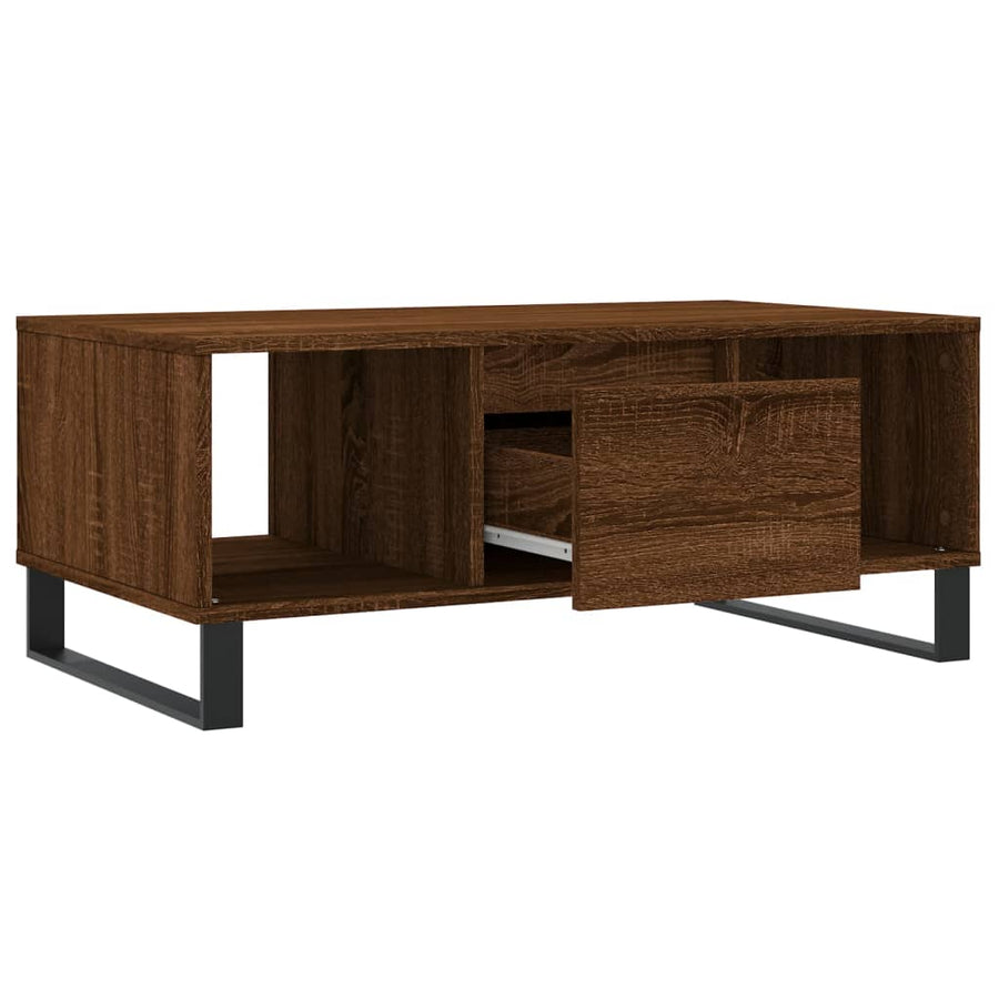 Salontafel 90X50X36,5 Cm Bewerkt Hout Bruin Eikenkleur Bruineiken