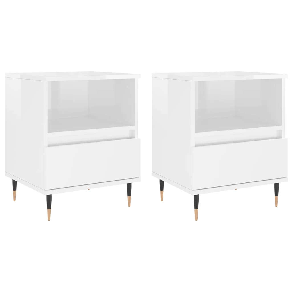 Nachtkastjes 2 St 40X35X50 Cm Bewerkt Hout Hoogglans Wit