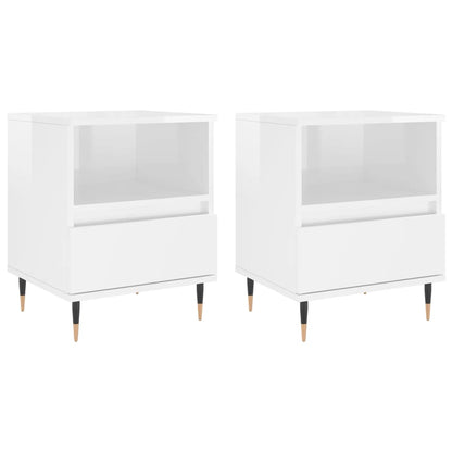 Nachtkastjes 2 St 40X35X50 Cm Bewerkt Hout Hoogglans Wit