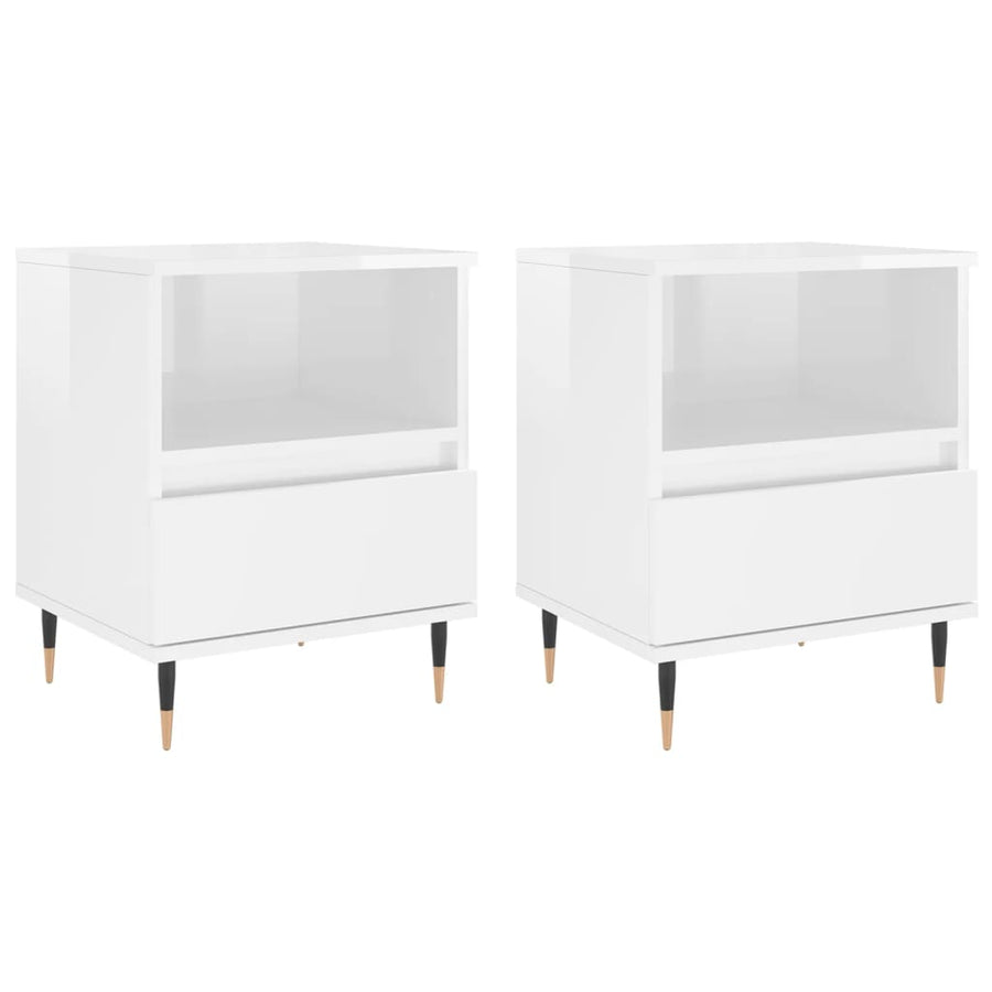 Nachtkastjes 2 St 40X35X50 Cm Bewerkt Hout Hoogglans Wit